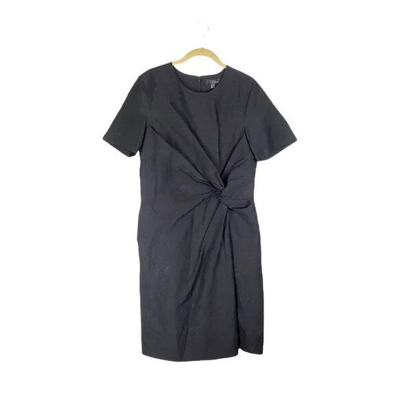 COS | Dresses | Cos Twist Front Short Sleeve Dress Black Linen Blend Modest  Knee Length Size 8 | Poshmark